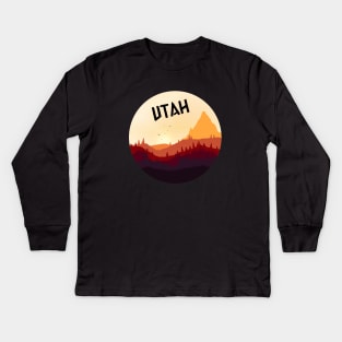 Utah skiing - Utah Camping Kids Long Sleeve T-Shirt